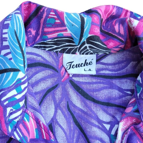 Vintage Touche L.A. Neon Button Up Hawaiian Shirt, Sz M - Picture 8 of 10